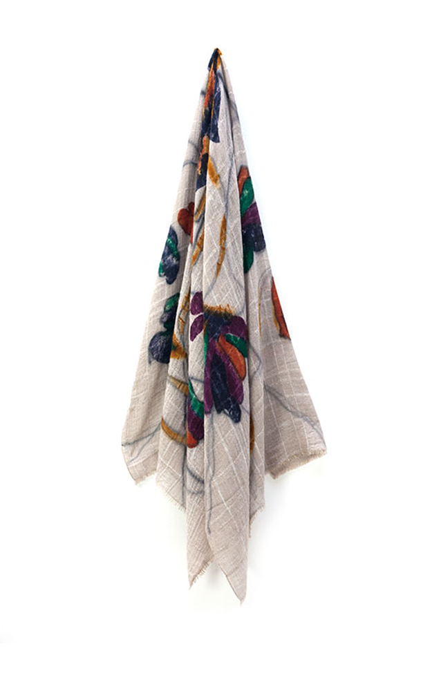 Scialle 19 andrea's 47 bianco con fiori donna autunno inverno Avezzano